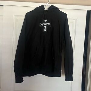 Supreme Cross Box Logo Hoodie Sweatshirt Sweater Black Size Medium